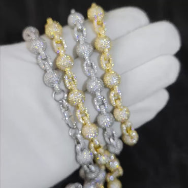 6mm Beaded Chain Necklace Zircon Hip Hop Jewelry for Men | Caratix Jewelry