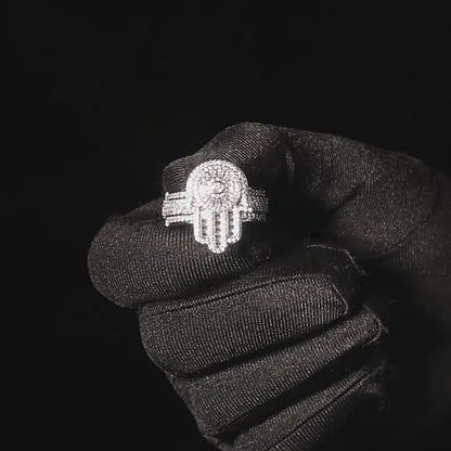 T-Style Moissanite Hand Ring | S925 Silver Unisex Iced Out Hip Hop Jewelry