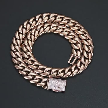 CARÁTIX Letter Cuban Link Chain Necklace – Gold/Silver Zircon Chunky Hip Hop Jewelry for Men | Multi-Size Punk Style Gift