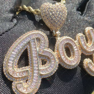 Letter Pendant with Heart Clasp | DIY Hip Hop Initial Necklace for Couples