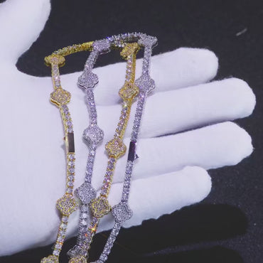 Zircon Tennis Chain Necklace with Spring Clasp Four-Prong Setting for Men | Caratix Jewelry