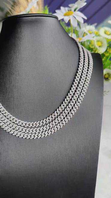 6mm Iced-Out Moissanite Cuban Link Chain – S925 Sterling Silver -Cut Hip Hop Streetwear Necklace