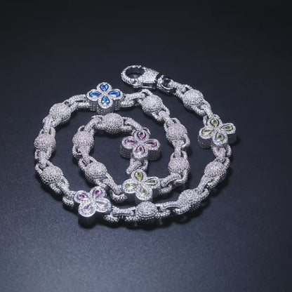 Bubble Bead Iced Out Zircon Rapper Chain Necklace Bracelet | Caratix Jewelry