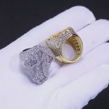 Men’s Moissanite Cross Ring | S925 Silver Iced Out Hip Hop Fashion Jewelry