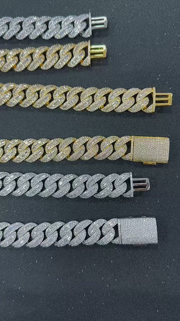 10mm Crescent Moissanite Cuban Link Chain – 925 Sterling Silver Iced-Out Hip Hop Men’s Streetwear Necklace