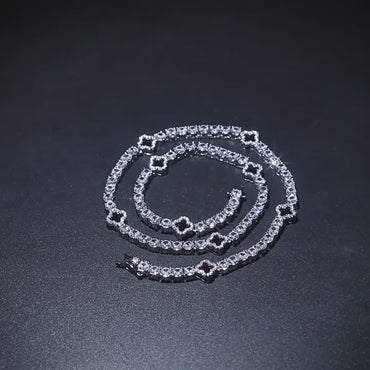 4mm Clover-Shaped Tennis Chain Necklace with Zircon Hip Hop Jewelry for Men | Caratix Jewelry