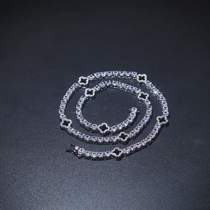 4mm Clover-Shaped Tennis Chain Necklace with Zircon Hip Hop Jewelry for Men | Caratix Jewelry