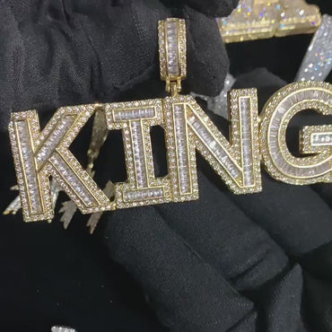 KING Letter Pendant Necklace | Iced Out CZ Hip Hop Unisex Fashion Jewelry