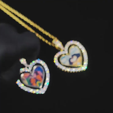 Two-Sided Heart Picture Pendant Necklace Jewelry For Men Hip Hop Custom Iced Out Photo Spinning Pendant Women Drop Shipping