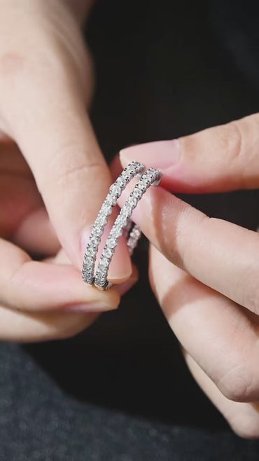Large Moissanite Hoop Earrings S925 Silver | Big Iced Out Hoops D VVS1 | Caratix