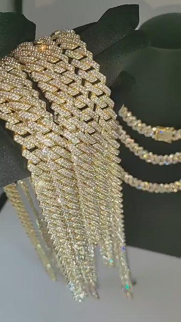 10mm Iced-Out Moissanite Cuban Link Bracelet/Necklace – S925 Sterling Silver -Cut Hip Hop Streetwear Jewelry