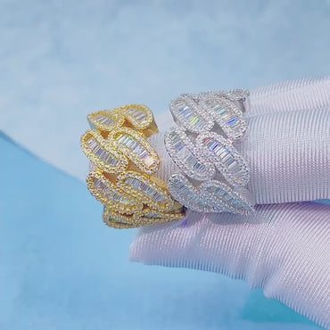 D-Color Step-Cut Moissanite Ring | S925 Silver Unisex Iced Out Hip Hop Jewelry