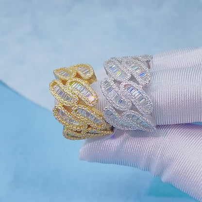 D-Color Step-Cut Moissanite Ring | S925 Silver Unisex Iced Out Hip Hop Jewelry