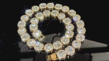 CARÁTIX 10mm/12mm Clustered CZ Tennis Chain Necklace – High-End Luxury Cubic Zircon Jewelry for Women