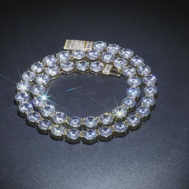 CARÁTIX 10mm CZ Tennis Chain Necklace – Iced Out Hip Hop Bling Jewelry for Men in Gold & Silver