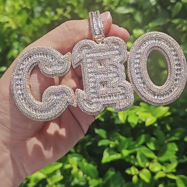 Baguette Script Letter Pendant | DIY CZ Initial Hip Hop Custom Necklace