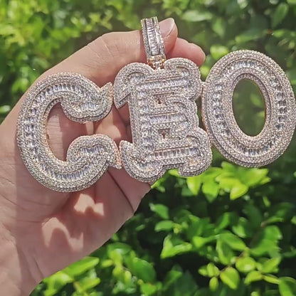 Baguette Script Letter Pendant | DIY CZ Initial Hip Hop Custom Necklace