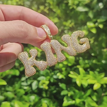 Bubble Letter Pendant | Iced Out CZ DIY Initial Hip Hop Trendy Necklace