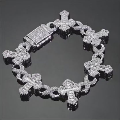 15mm 925 Silver Moissanite Cross Necklace for Men – Customizable Luxury Jewelry