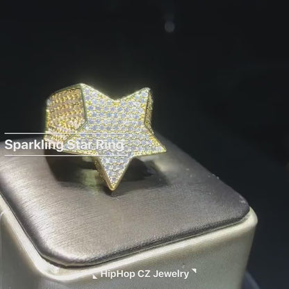 Men’s Moissanite Star Ring | S925 Silver Iced Out Hip Hop Fashion Jewelry
