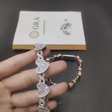 14mm S925 Sterling Silver Heart Moissanite Cuban Link Chain | Iced Out Heart Chain | Caratix