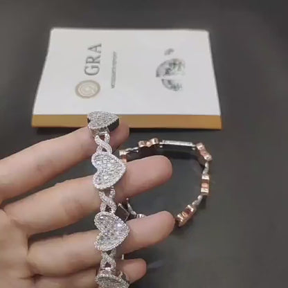 14mm S925 Sterling Silver Heart Moissanite Cuban Link Chain | Iced Out Heart Chain | Caratix
