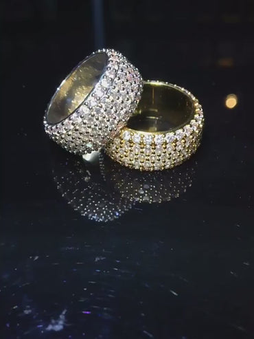 Five-Row Moissanite Ring | S925 Silver Unisex Iced Out Hip Hop Jewelry