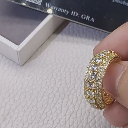 Men’s Moissanite Hip Hop Ring | S925 Silver Iced Out Rapper Jewelry