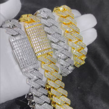 20mm 2Rows Iced Out Cuban Link Chain Necklace  5A+ CZ