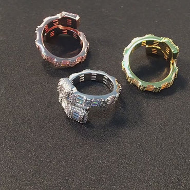Step-Cut Moissanite Men’s Ring | S925 Silver Luxury Hip Hop Jewelry