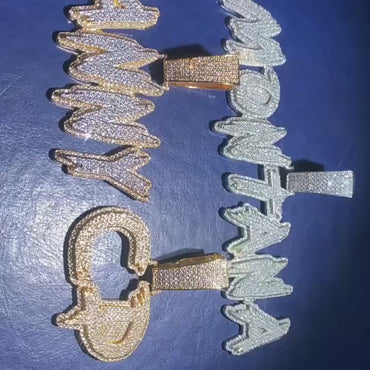 Spiked Script Letter Pendant | Iced Out CZ DIY Initial Hip Hop Necklace