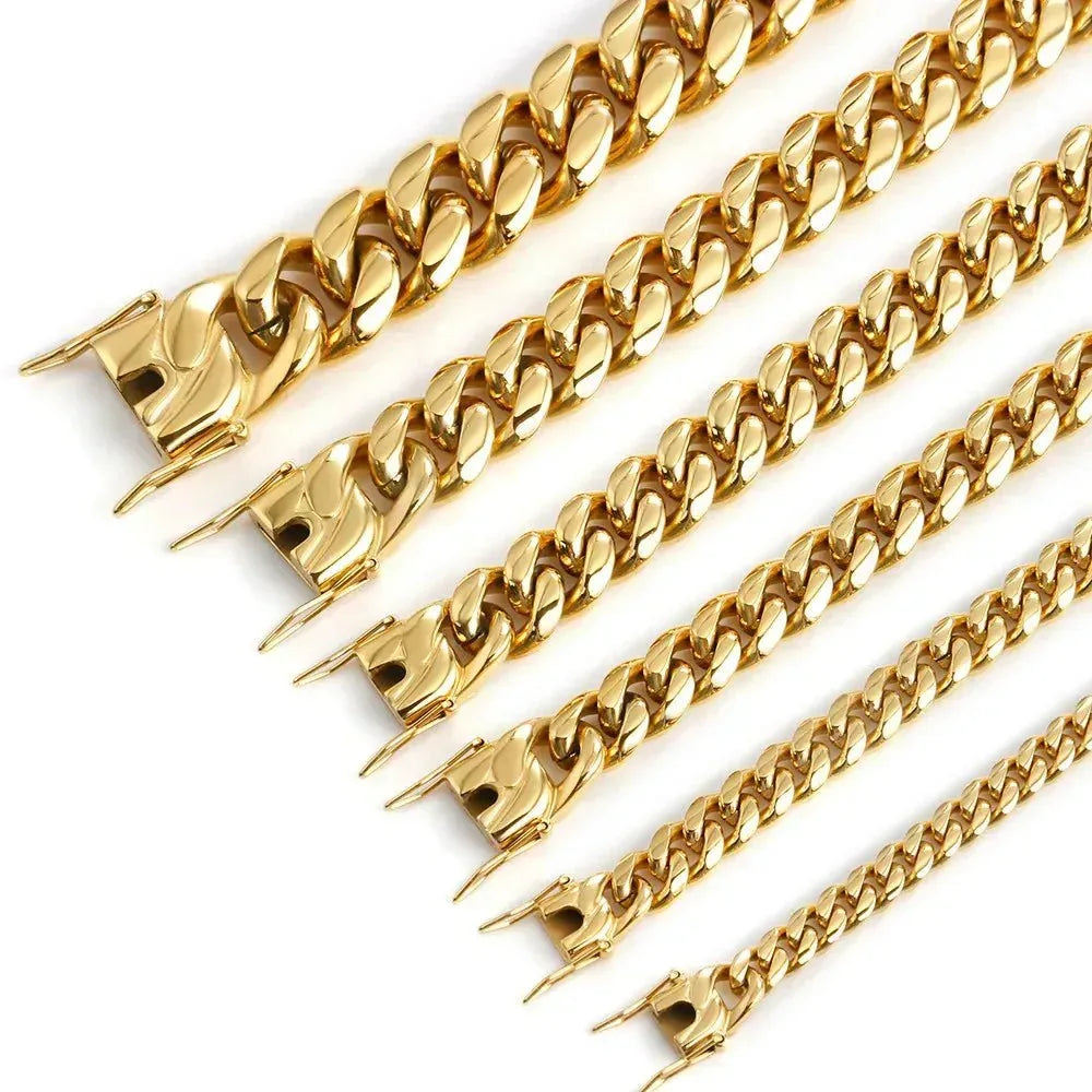 Rainbow Cuban Link Necklace for Men | Stainless Steel Miami Hip Hop Chain 6–16MM - CaratixJewelry