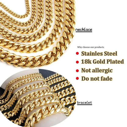 Rainbow Cuban Link Necklace for Men | Stainless Steel Miami Hip Hop Chain 6–16MM - CaratixJewelry