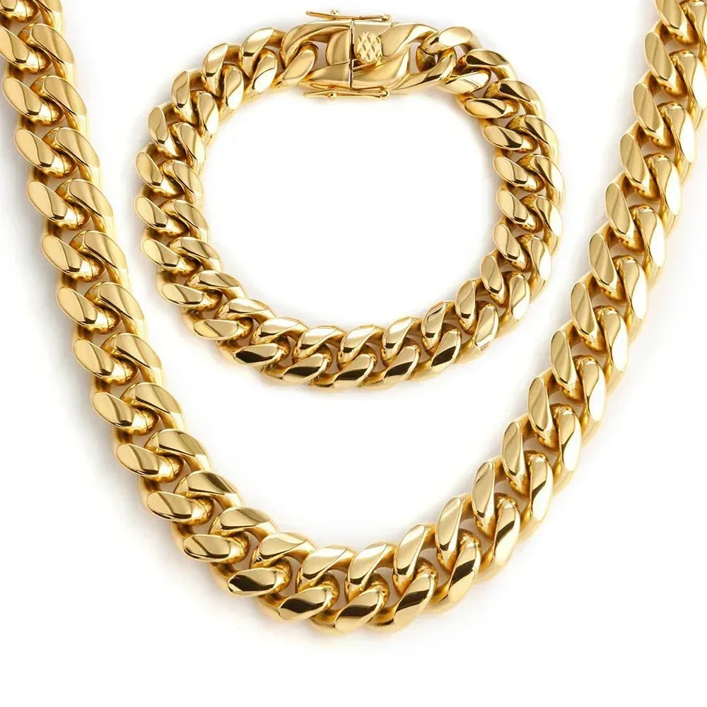 Rainbow Cuban Link Necklace for Men | Stainless Steel Miami Hip Hop Chain 6–16MM - CaratixJewelry
