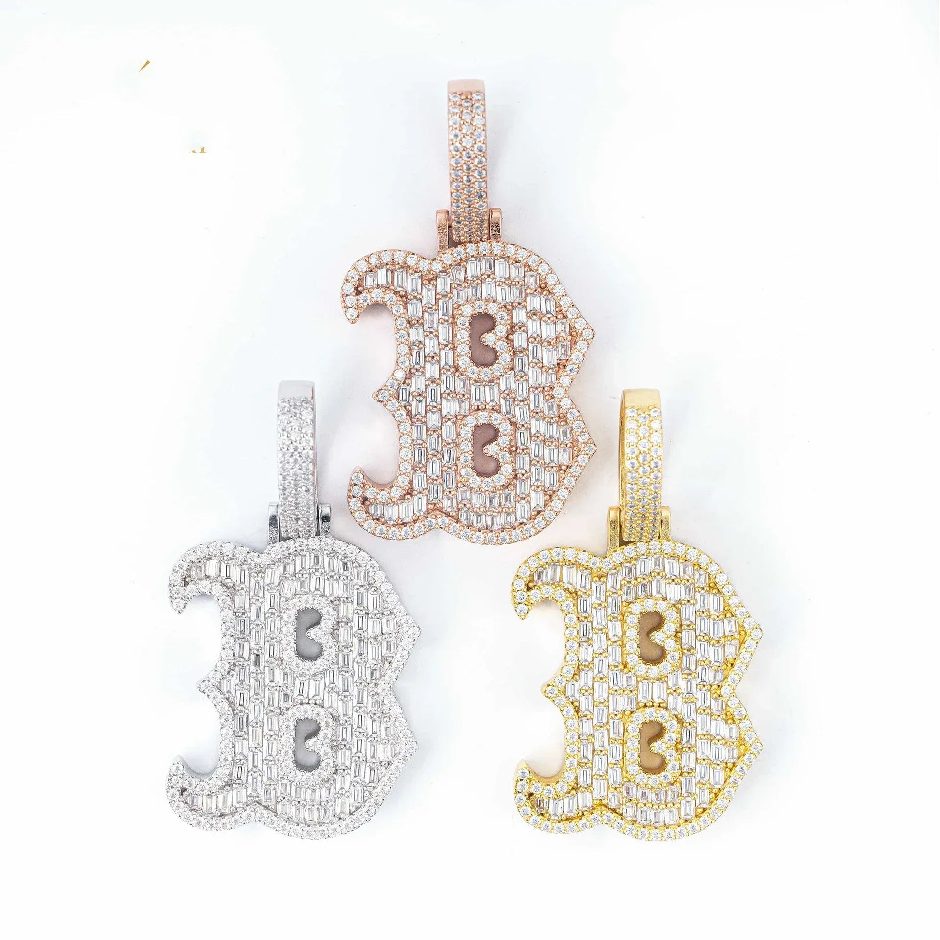 Rectangular Moissanite Letter Hip-Hop Pendant – S925 Silver Moissanite Jewelry - CaratixJewelry