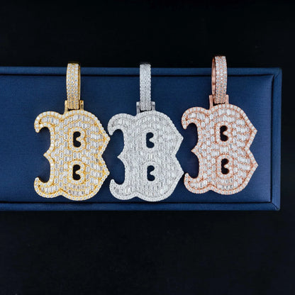Rectangular Moissanite Letter Hip-Hop Pendant – S925 Silver Moissanite Jewelry - CaratixJewelry