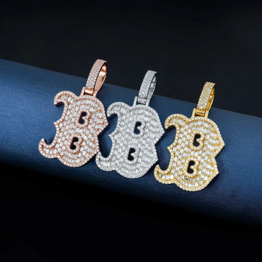 Rectangular Moissanite Letter Hip-Hop Pendant – S925 Silver Moissanite Jewelry - CaratixJewelry