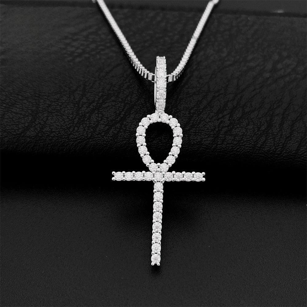S925 Silver 2.0MM Moissanite Cross Pendant – Hip-Hop Necklace Accessory, High-Quality Jewelry - CaratixJewelry
