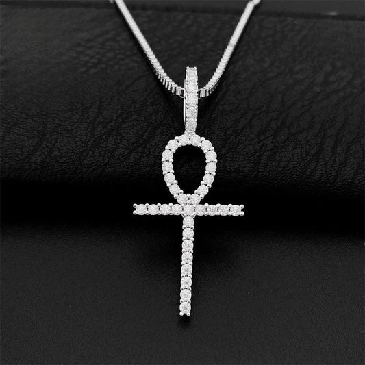 S925 Silver 2.0MM Moissanite Cross Pendant – Hip-Hop Necklace Accessory, High-Quality Jewelry - CaratixJewelry