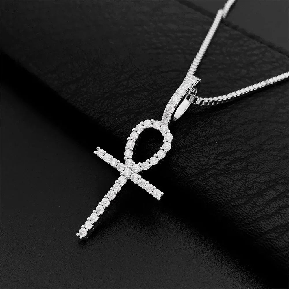 S925 Silver 2.0MM Moissanite Cross Pendant – Hip-Hop Necklace Accessory, High-Quality Jewelry - CaratixJewelry
