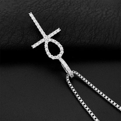 S925 Silver 2.0MM Moissanite Cross Pendant – Hip-Hop Necklace Accessory, High-Quality Jewelry - CaratixJewelry
