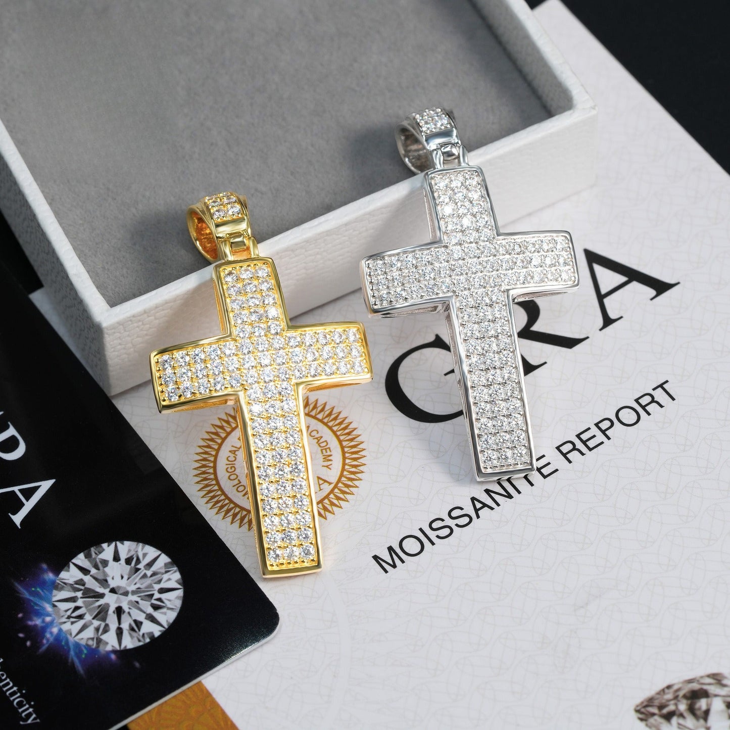 S925 Silver D Color Moissanite Cross Pendant – Hip - Hop Style, Trendy Jewelry - CaratixJewelry