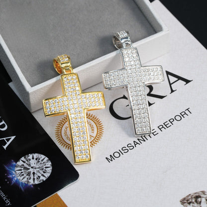 S925 Silver D Color Moissanite Cross Pendant – Hip - Hop Style, Trendy Jewelry - CaratixJewelry