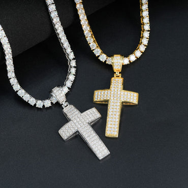S925 Silver D Color Moissanite Cross Pendant – Hip - Hop Style, Trendy Jewelry - CaratixJewelry
