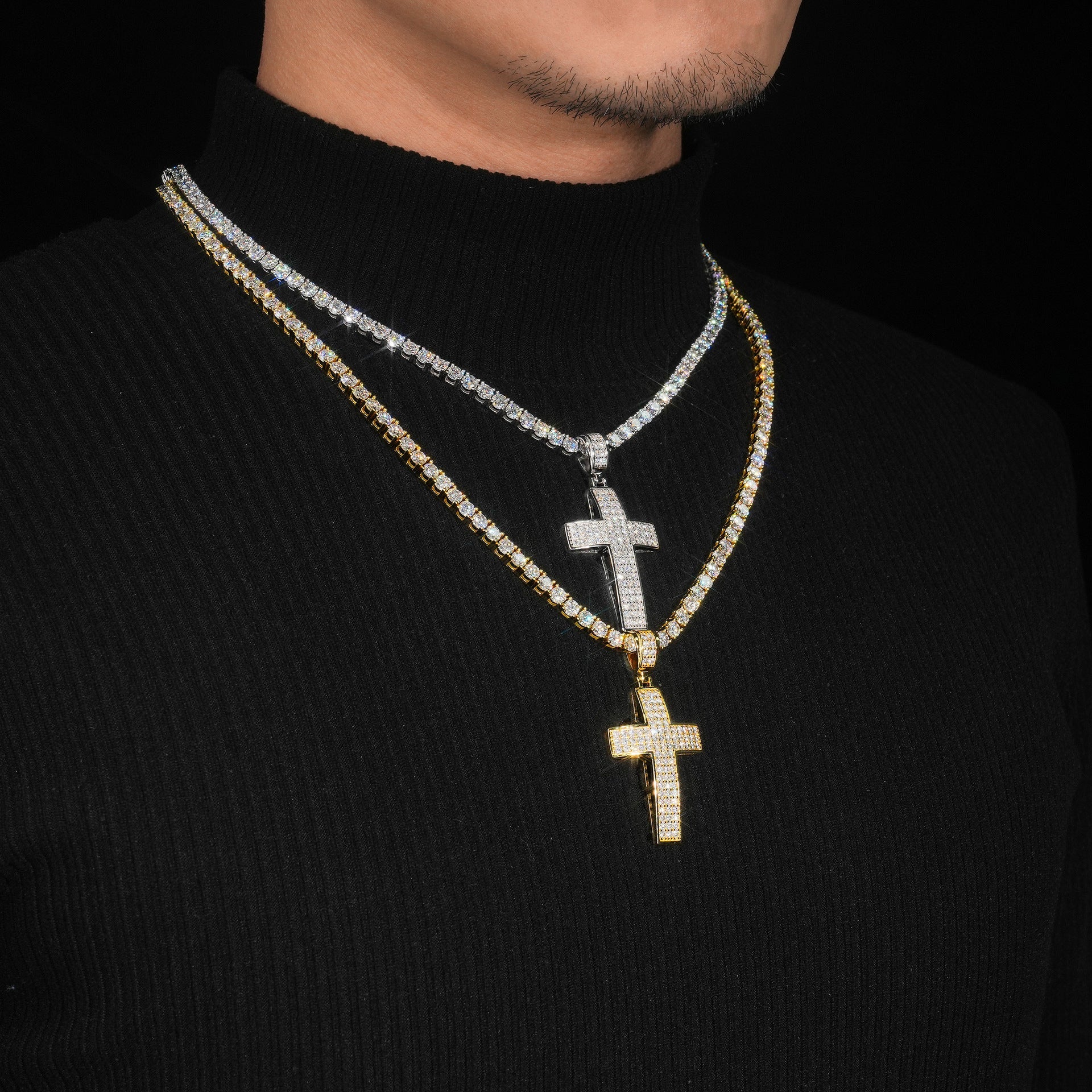 S925 Silver D Color Moissanite Cross Pendant – Hip - Hop Style, Trendy Jewelry - CaratixJewelry