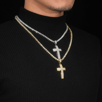 S925 Silver D Color Moissanite Cross Pendant – Hip - Hop Style, Trendy Jewelry - CaratixJewelry