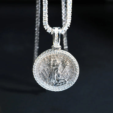 S925 Silver D Color Moissanite Disc Pendant – Single Pendant, Hip-Hop Style Jewelry - CaratixJewelry