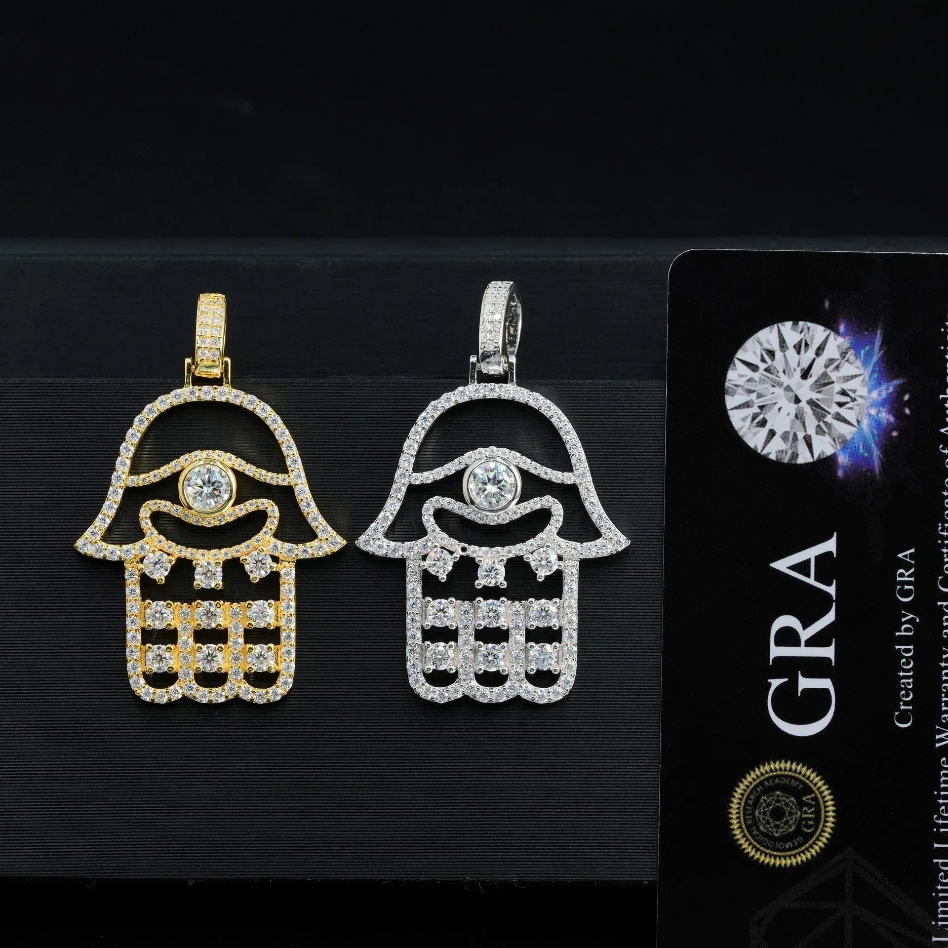 S925 Silver D Color Moissanite Hand Pendant Necklace – Hip-Hop Style, Trendy Jewelry - CaratixJewelry