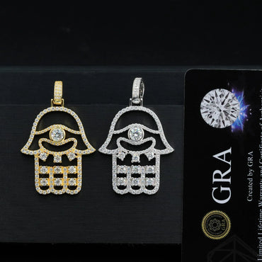 S925 Silver D Color Moissanite Hand Pendant Necklace – Hip-Hop Style, Trendy Jewelry - CaratixJewelry