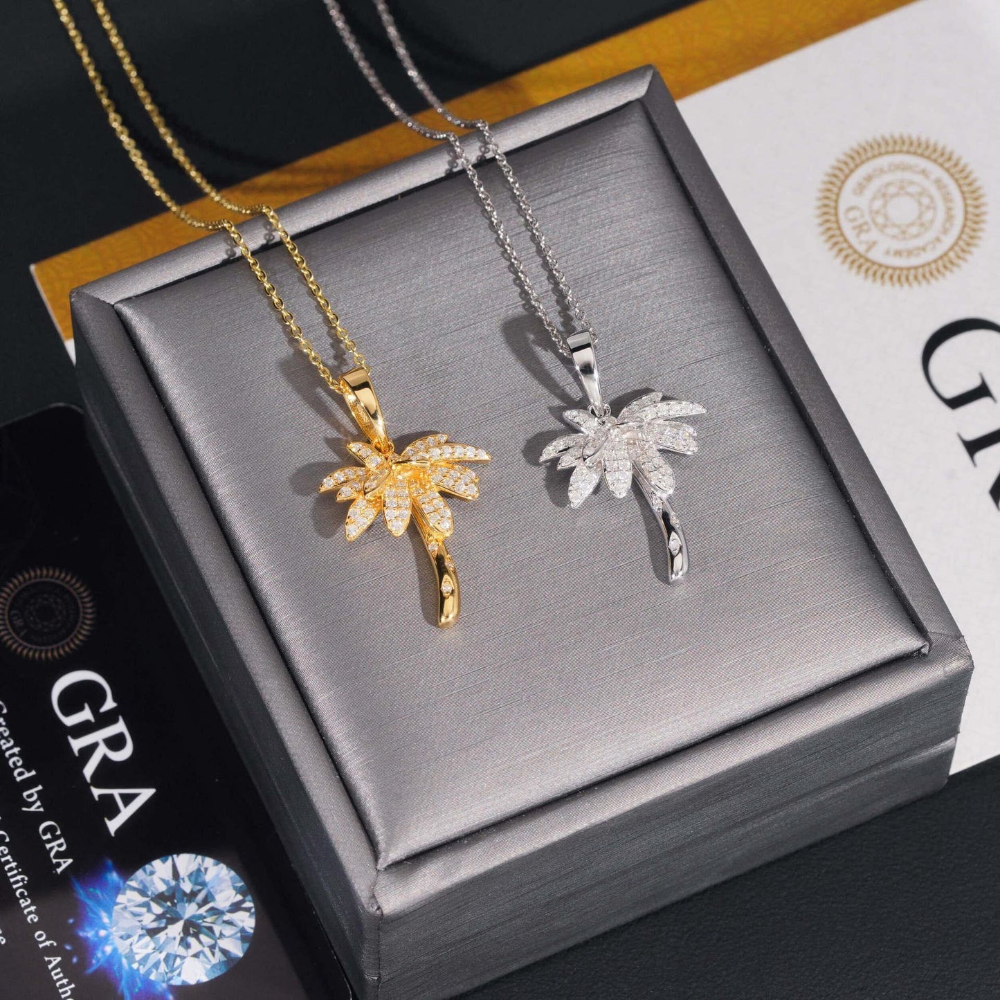 S925 Silver D Color Moissanite Palm Tree Pendant Necklace – Hip-Hop Jewelry, Trendy Accessory - CaratixJewelry